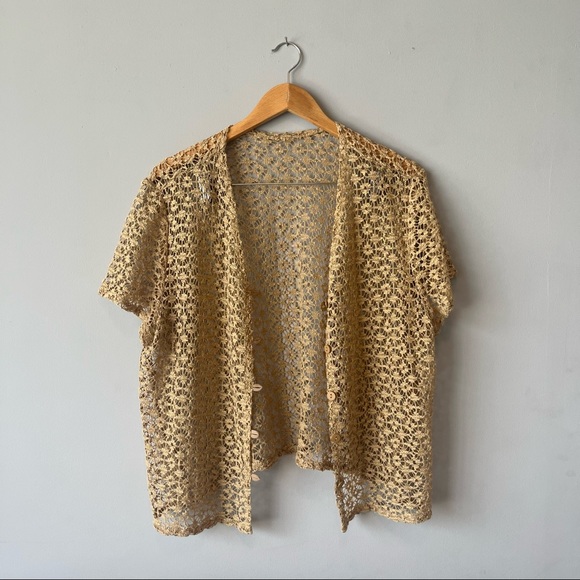 Vintage Gold Colour Crochet Overshirt - Picture 1 of 5
